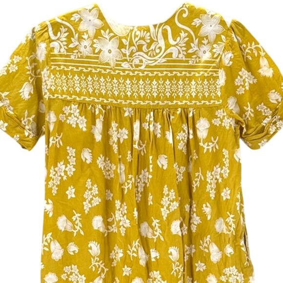 CW Classics House Dress Size 2X Yellow batik flowy pockets beach casual loose - Picture 8 of 8